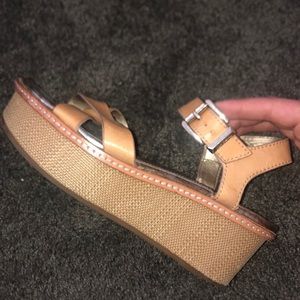Tan platform sandals